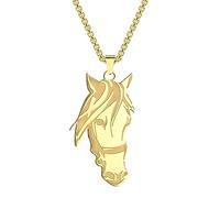 ZIAFRPN Cheval Pendentif Collier pour Hommes garçons Hip Hop Unisexe Mémorial Animal Charme chaîne Hip Hop Bijoux Cadeau