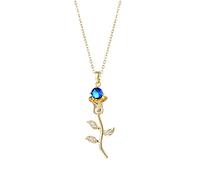 ZIAFRPN Classique Bleu Cristal Rose Pendentif Colliers En Acier Inoxydable Pour Femmes Coréen Partie Plaqué Bijoux Présent