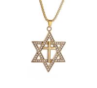 ZIAFRPN Classique juif étoile de David Collier Vintage Jérusalem Croix Pendentif Israël Religieuse amulette Bijoux pour Hommes et Femmes félicitations Cadeaux