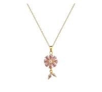ZIAFRPN Classique Micro-Peint Charmant Fleur Rose Magnifique Queue de Poisson Pompon en Acier Inoxydable Collier Boucles d’Oreilles Ensemble dîner Cadeau
