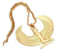 ZIAFRPN Collier avec pendentif aile de la déesse égyptienne Isis - Doré - Chaîne vénitienne - Cadeau unisexe - 5,9 cm x 7,7 cm - 36,9 g