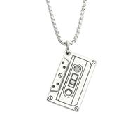 ZIAFRPN Collier avec pendentif cassette rétro - Argenté - Style punk Hip Hop - 13 raisons pour lesquelles vous avez inspiré