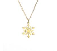 ZIAFRPN Collier avec pendentif flocon de neige pour homme et femme en acier inoxydable, chaîne réglable de 45 à 50 cm, cadeau minimaliste pour les vacances d'hiver
