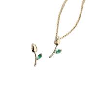 ZIAFRPN Collier Collier en Or Tempérament rétro Rose Fleur Pendentif Collier pour Femmes Bijoux de Mariage