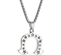 ZIAFRPN Collier décontracté Pendentif à la Mode étoile à Cinq Branches Collier Fer à Cheval Hip hop Animal Cheval Pied Pendentif pour Hommes et Femmes Bijoux Tendance