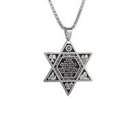 ZIAFRPN Collier décontracté Pendentif étoile de David Langue hébraïque Pendentif Collier Judaïsme Salomon Étoile à Six Branches Amulette Bijoux Cadeau Bijoux