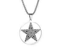 ZIAFRPN Collier Exquis Pentagramme Rond Pendentif Collier pour Hommes Femmes Celtique Lucky Bijoux Accessoires Mode