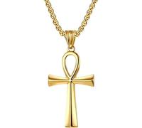 ZIAFRPN Collier Gothique Classique Rétro Égyptien Ankh Croix Colliers pour Hommes Femmes Simple Croix Pendentif Amulette Bijoux Cadeaux félicitations Cadeaux