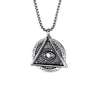 ZIAFRPN Collier Gothique Gothique Tout Voir Oeil Pendentif Colliers pour Hommes Illuminati Oeil de Providence Oeil de Dieu Collier Bijoux Chaîne félicitations Cadeaux