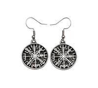 ZIAFRPN Collier Gothique Mode 316L Boussole Boucles d’Oreilles pour Hommes Femmes Nordique Odin Amulette Boucles d’Oreilles Punk Charme Bijoux félicitations Cadeaux