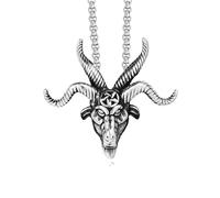 ZIAFRPN collier gothique Mode Tête de Chèvre Pendentif Collier Pour Hommes Vintage Punk Pentagramme Pan Dieu Crâne Colliers Amulette Bijoux Cadeaux félicitations cadeaux