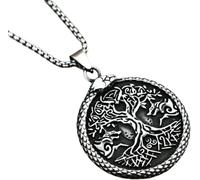ZIAFRPN Collier Gothique Mode Vintage Viking Arbre de Vie Pendentif Colliers Punk Biker Pentagramme Collier Mâle Bijoux Cadeaux félicitations Cadeaux