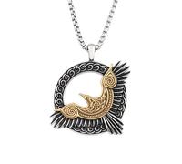 ZIAFRPN Collier Gothique mythologie Nordique Aigle Collier Viking Odin Corbeau Pendentif pour Hommes amulette Bijoux Cadeaux félicitations Cadeaux