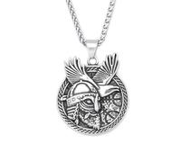 ZIAFRPN Collier Gothique Nordique Guerrier Cornes Casque Pendentif Collier pour Homme Corbeau d’Odin Colliers amulette Antique Bijoux Cadeaux félicitations Cadeaux