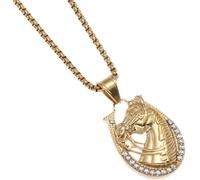 ZIAFRPN collier gothique unisexe Hip Hop brillant glace cristal tête de cheval pendentif collier pour hommes et femmes mode zodiaque Rock Party bijoux félicitations cadeaux