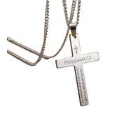 ZIAFRPN Collier gothique unisexe Philippiens 4:13 Hommes Simple Croix Pendentif Collier Religieux Amulette Bijoux Unisexe félicitations cadeaux