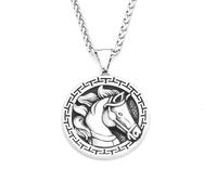 ZIAFRPN Collier Gothique Vintage Cheval Pendentif Colliers pour Hommes Punk Cool Nordique Animal Collier amulette Bijoux félicitations Cadeaux