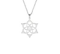 ZIAFRPN Collier Gothique Vintage étoile de David juif hébreu Chai Collier Hollow Chakra Lotus Fleur Pendentif Colliers Bijoux Cadeaux félicitations Cadeaux
