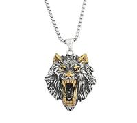 ZIAFRPN Collier Gothique Vintage mythologie Nordique Odin Loup Pendentif Collier pour Hommes Viking Fenrir Colliers amulette Bijoux félicitations Cadeaux