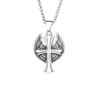 ZIAFRPN Collier Gothique Vintage Punk Cross avec des Ailes d’Ange Memorial Pendentif Collier pour Les Femmes Hommes Party Biker Jewelry Cadeaux félicitations Cadeaux