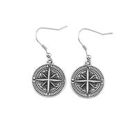ZIAFRPN Collier Gothique Vintage Viking Boussole Boucles d’Oreilles 316L Punk Biker Mode Nordique Amulette Boucle d’Oreille Charme Party Bijoux Cadeau félicitations Cadeaux
