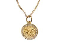 ZIAFRPN Collier Hip Hop Ice Out Oeil d’Horus Médaille Ronde Pendentif Collier pour Hommes et Femmes Égyptien Ancien Patron Saint Amulette Bijoux Cadeau Mode