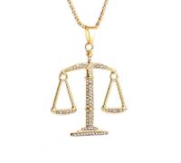 ZIAFRPN Collier Homme, Iced Out Scales of Justice Pendentif Cubique Balance Collier pour Hommes Femmes Hip Hop Rock Party Punk Bijoux