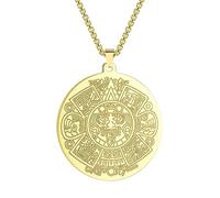 ZIAFRPN Collier Hommes, Calendrier Maya amulettes Pendentif Collier pour Hommes et Femmes Mode Punk Bijoux fête Anniversaire Cadeaux d’Anniversaire