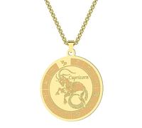 ZIAFRPN Collier Hommes, Capricorne Pendentif Zodiaque Symbole Charme Médaille Collier pour Hommes Punk Charme Simple Et Mode Femmes Bijoux Cadeaux