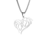 ZIAFRPN Collier Hommes, Collier Pendentif Animal tête de Cheval en Forme de Coeur adapté aux Hommes et aux Femmes Lucky Club Gifts