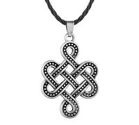 ZIAFRPN Collier Hommes, Noeud de sorcière Talisman Noeud d’éternité Celtique Collier Noeud Irlandais en Argent Pendentif Noeud Infini Celtique Collier pour Femmes Hommes Bijoux