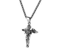 ZIAFRPN Collier Hommes, Plume d’Oiseau Petit Ange Hip hop Mode Pendentif Collier chaîne Bijoux pour Hommes Femmes