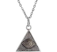 ZIAFRPN Collier Hommes, Vintage maçonnique Illuminati Collier Triangle Oeil Pendentif pour Hommes Oeil de Dieu Mode Lucky amulette Bijoux