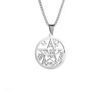 ZIAFRPN Collier Juif Hébreu Tétragramme Pentagramme Pendentif Collier pour Hommes Femmes Lucky Amulette Bijoux Mode