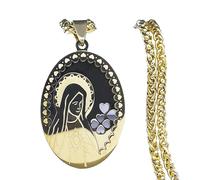 ZIAFRPN Collier médaille en Acier Inoxydable Double Couche Femmes/Hommes Couleur Or Longue chaîne Colliers Bijoux N7406