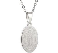 ZIAFRPN Collier médaille Ovale pour Les Femmes prière Foi amulette Bijoux Collier Cadeau