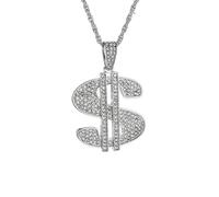 ZIAFRPN Collier Mens Punk Hip Hop Pendentif Or personnalisé Signe de Dollar Pendentif Collier avec 24 Pouces chaîne Mode