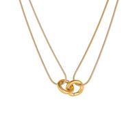 ZIAFRPN Collier Pendentif en Acier Inoxydable Double Cercle Anneaux pour Femmes 2022 Tendance Couleur Or Cou Chaîne Punk Hip-Hop Bijoux