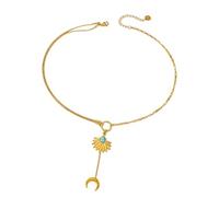 ZIAFRPN Collier Pendentif en Acier Inoxydable Turquoise festonné Lune pour Femmes Mode Collier Collier chaîne Bijoux Cadeau
