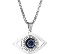 ZIAFRPN Collier pendentif en émail turc bleu mauvais œil pour hommes et femmes amulette religieuse bijoux de mode félicitations cadeaux