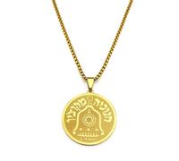 ZIAFRPN Collier Pendentif étoile hébraïque de David pour Femmes Hommes en Acier Inoxydable Couleur Or Israël Juif Bell chaîne Bijoux NZZZ785S02