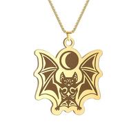 ZIAFRPN Collier Pendentif raccord en Acier Inoxydable Tribal Tribal Vampire Chauve-Souris Phase de Lune pour Hommes Femmes Hip hop Rock chaînes épaisses Bijoux Cadeau