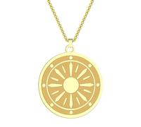 ZIAFRPN Collier Pendentif Soleil Grec Antique Chanceux pour Hommes Femmes pièce de Monnaie breloque Cou chaîne Esprit Totem Bijoux