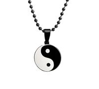 ZIAFRPN Collier Pendentif Tai Chi Rond en Acier Inoxydable pour Hommes Bijoux d’amulette taoïste Chinois