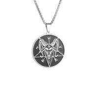 ZIAFRPN Collier Pentagramme Inversé Tête de Mouton Pendentif Collier pour Hommes Femmes Alternative Bijoux Mode