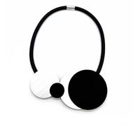 ZIAFRPN Collier plastron pour femme avec cercles géométriques, en métal noir et argenté, longueur 60 cm, fait à la main, style moderne