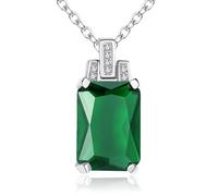 ZIAFRPN Collier pour Femmes 8 * 14mm émeraude carré Pendentif 45cm clavicule chaîne Femme Mariage dîner Cadeau