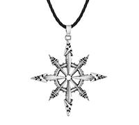 ZIAFRPN Collier pour Hommes, Chaotic Star Pendentif Chaos Wheel Collier pour Hommes Rétro Punk Chaosphère Sigil of Chaos Satanic Symbol Amulette Bijoux Accessoires