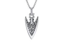 ZIAFRPN Collier pour Hommes, Colliers Nordiques à Pointes de flèche Vikings pour Hommes, Collier Pendentif Ethnique étanche avec chaîne de boîte