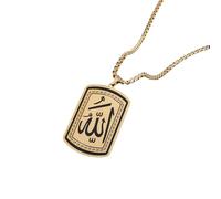 ZIAFRPN Collier pour Hommes Mode Exquis Allah Tag rectangulaire Pendentif Collier amulette Musulman Cadeau